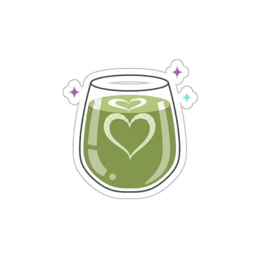 Matcha Latte Heart Sticker | Die-Cut Vinyl Decal for Laptop & Water Bottle | Valentine & Galentine Gift | Kawaii Cafe Aesthetic