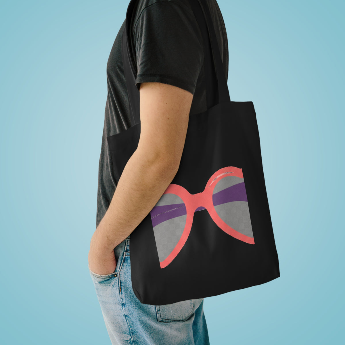 Y2K Heart-Shaped Sunglasses Graphic | Cotton Tote Bag for Everyday Carry | Valentine & Galentine’s Gift | Pink Aesthetic