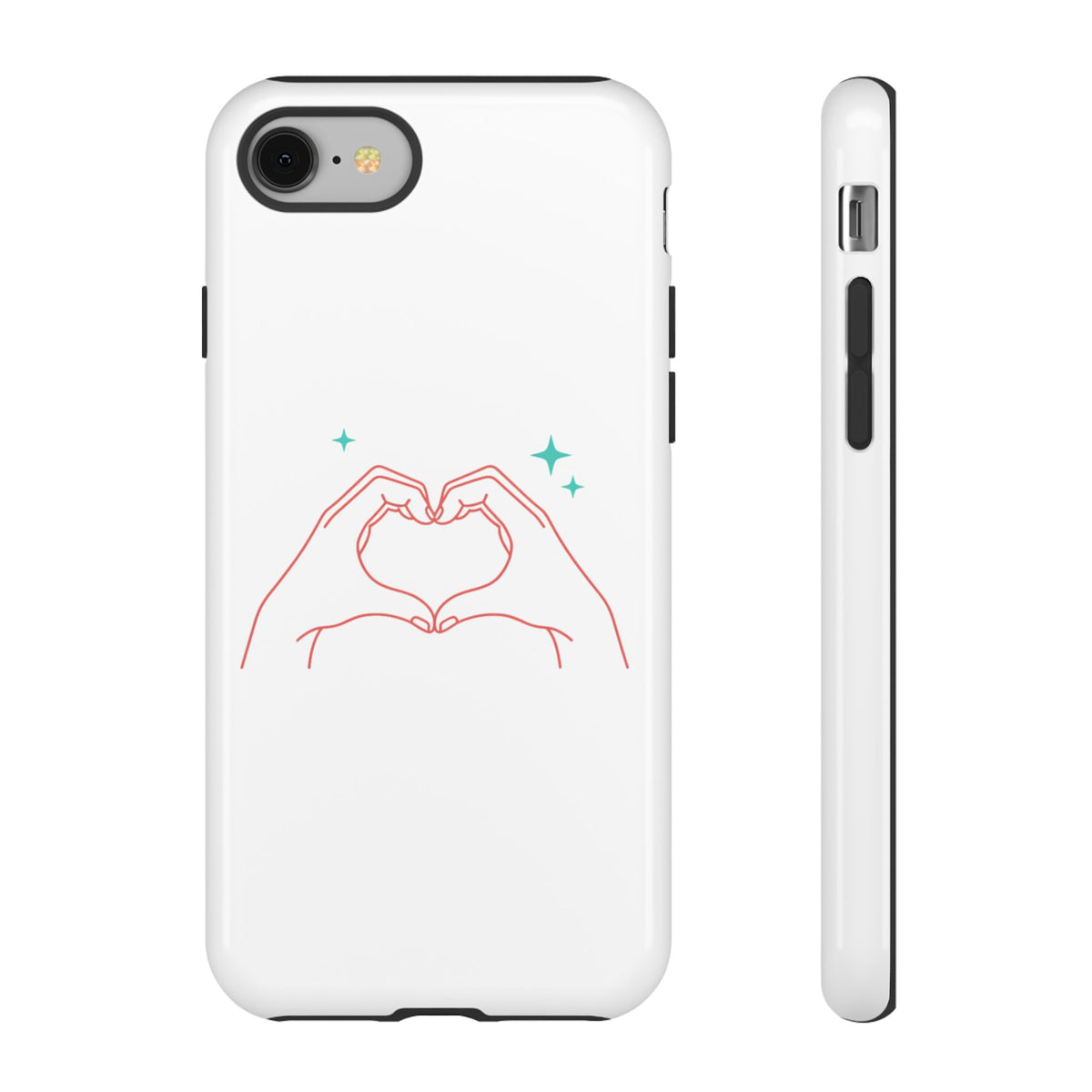 Heart Hands Line Art | iPhone 17 Slim Glossy Case, Protective & Cute | Valentine, Galentine, Couple Gift | Minimal Y2K Aesthetic