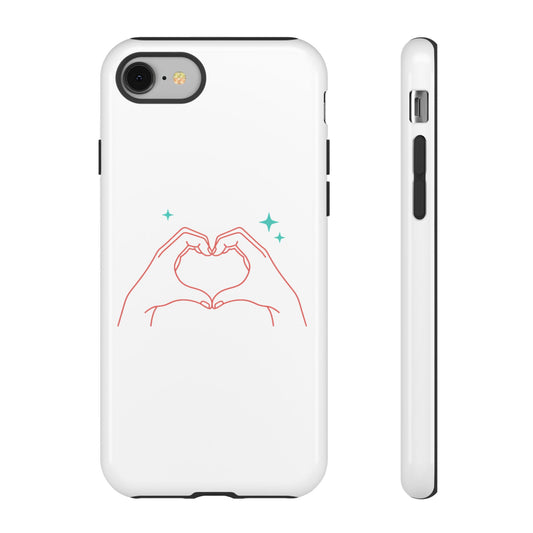 Heart Hands Line Art | iPhone 17 Slim Glossy Case, Protective & Cute | Valentine, Galentine, Couple Gift | Minimal Y2K Aesthetic