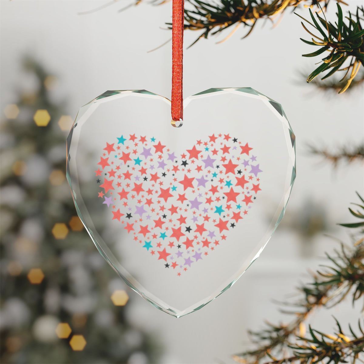 Star Cluster Heart | Crystal Glass Heart Ornament Décor | Valentine, Galentine’s & Couple Gift | Y2K Pink-Gold Aesthetic