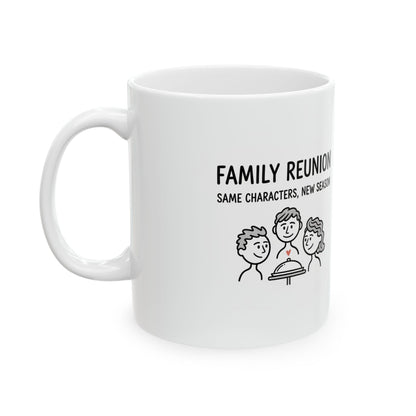 Family Reunion Lantern Table Scene | 11oz Ceramic Coffee Mug for Home & Living | Family Gift, Friend Gift | Chicken Scratch Irony Doodle