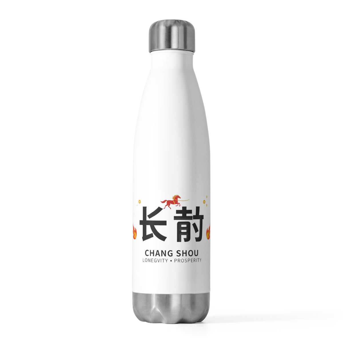 Chang Shou Modern Greeting | 20oz Insulated Stainless Steel Tumbler | Lunar New Year Family & Teacher Gift | Red-Gold Style