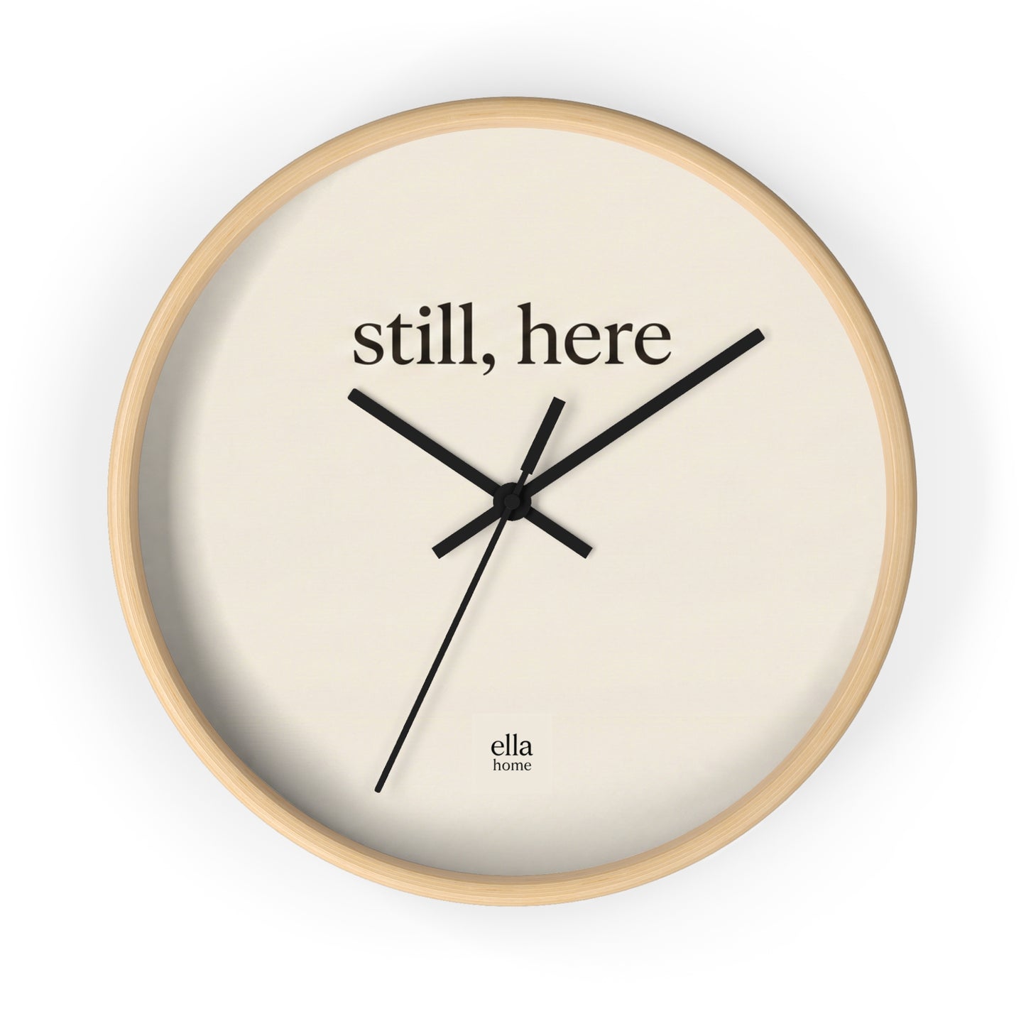 still, here Wall Clock | Minimal Typography, Neutral Home Decor