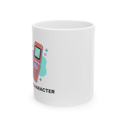 Retro Flip Phone Heart | 11oz Ceramic Coffee Mug, Y2K Valentine Vibes | Galentine’s & Self-Love Gift | Pink Aesthetic