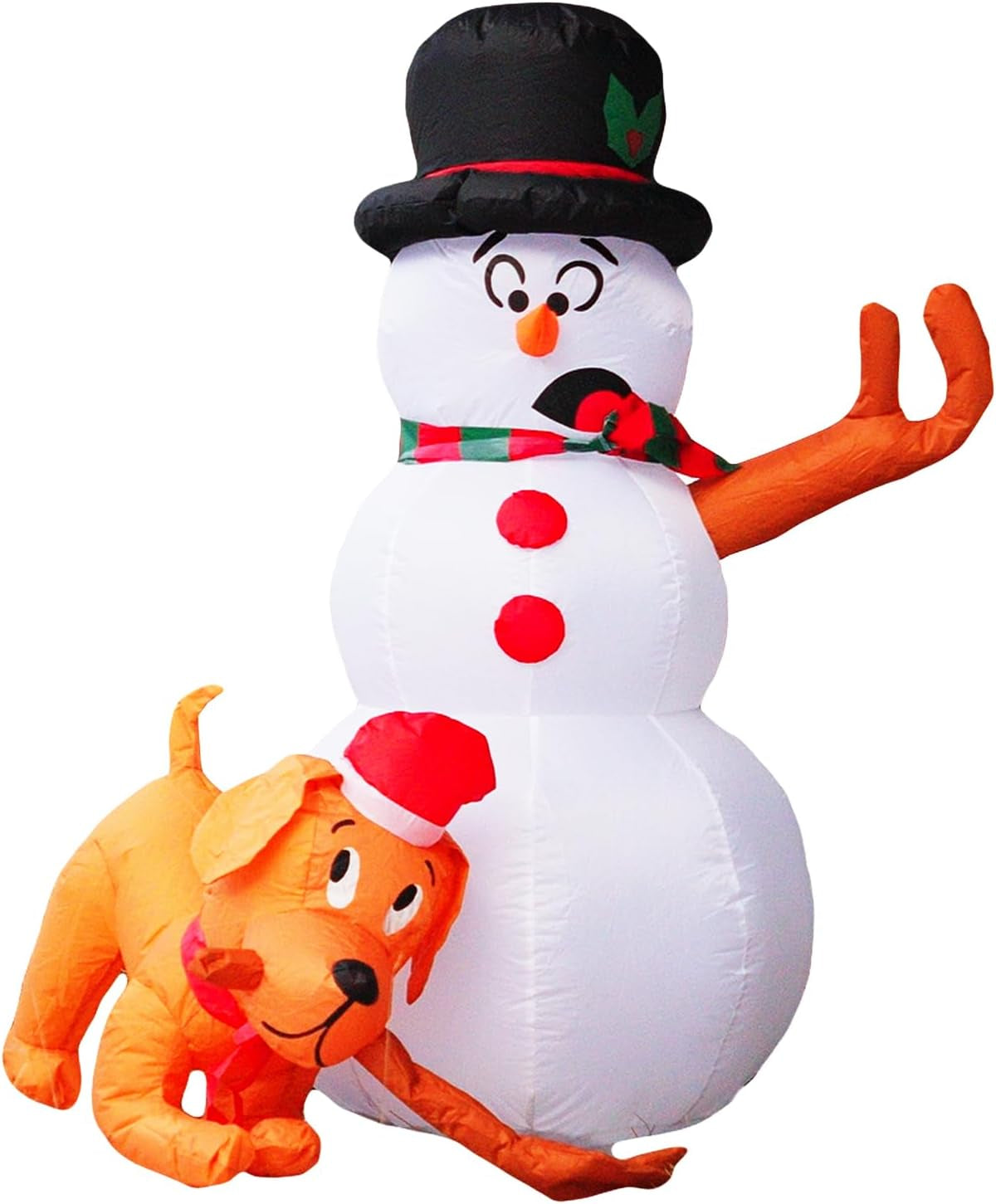 Christmas Decorations 4 FT Inflatable Snowman and Dog Is Stealing Snowman'S Hand Funny Holiday Blow up Outdoor/Indoor/House/Yard Decor with LED Lights and Free Storage Bag