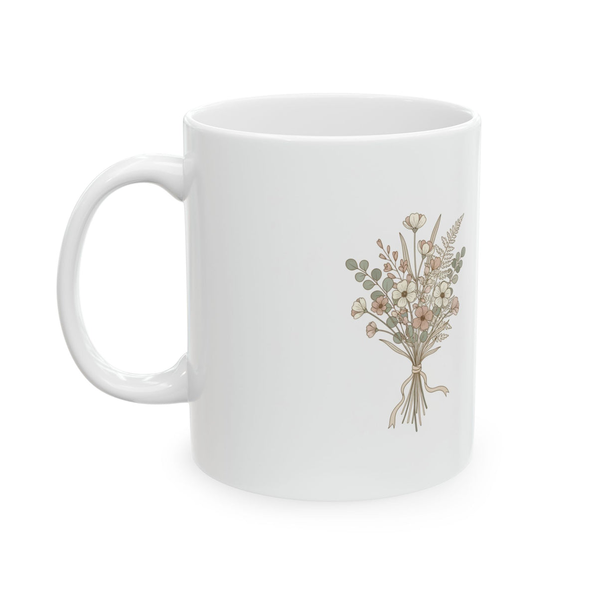 Dried Wildflower Bundle | 11oz Ceramic Coffee Mug for Cozy Mornings | Mom, Sister & Friend Gift | Quiet Luxury Botanical