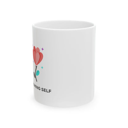 Blooming Self Pastel Portrait | 11oz Ceramic Coffee Mug for Self-Love | Galentine’s Day Friend & Family Gift | Y2K Aesthetic