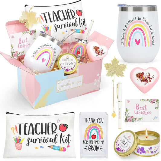 Teacher Gifts for Women,Teacher Appreciation Gifts,Teacher Christmas Gifts,Unique Teacher Birthday Gifts,Back to School Gift for Teacher,Thank You Gifts,12 Oz Teacher Tumbler Gift Basket