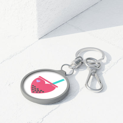 Boba Tea Heart Love | Acrylic Keyring Tag + Bag Charm | Valentine & Galentine Gift for Couples, Friends | Y2K Aesthetic