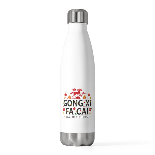 Gongxi Paper Cut Greeting | 20oz Insulated Stainless Steel Tumbler | Lunar New Year 2026 Gift for Family & Friends | Red & Gold Festive