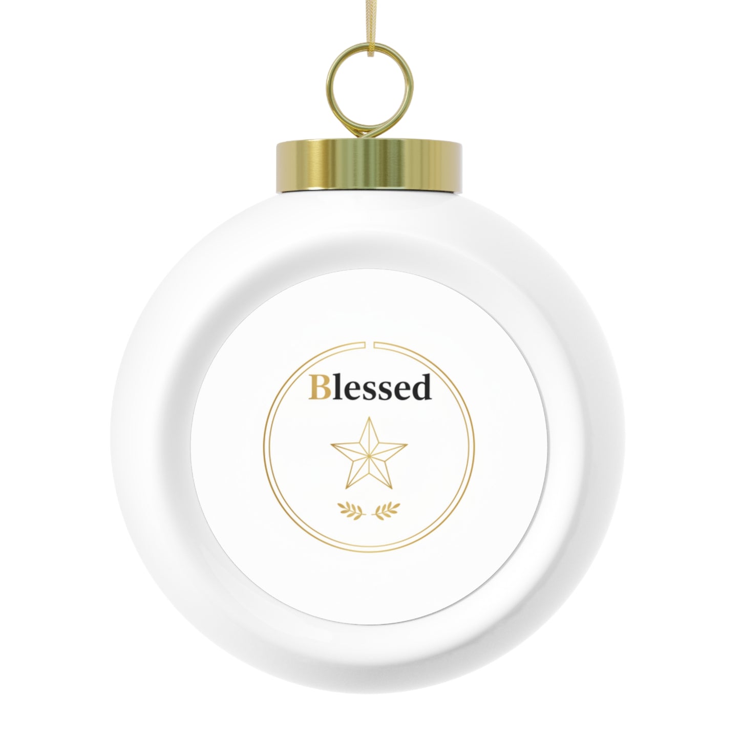 Christmas Ball Ornament - Blessed Calligraphy Ceramic Ornament