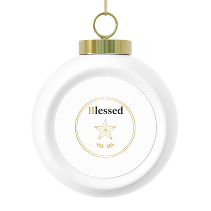 Christmas Ball Ornament - Blessed Calligraphy Ceramic Ornament