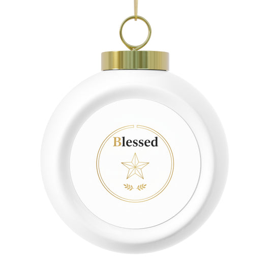Christmas Ball Ornament - Blessed Calligraphy Ceramic Ornament