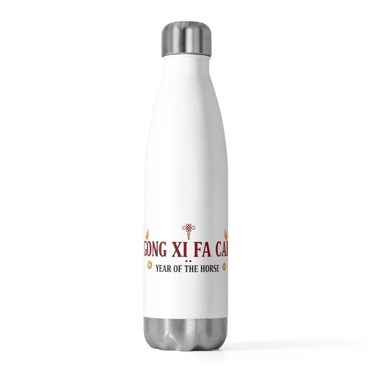 Gongxi Greeting Banner | 20oz Insulated Stainless Steel Tumbler | Lunar New Year Gift for Family & Teachers | Fire Horse 2026 Red Gold
