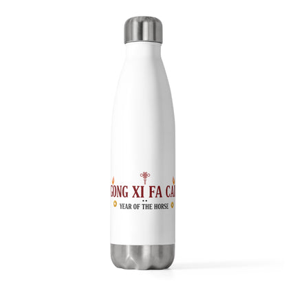 Gongxi Greeting Banner | 20oz Insulated Stainless Steel Tumbler | Lunar New Year Gift for Family & Teachers | Fire Horse 2026 Red Gold