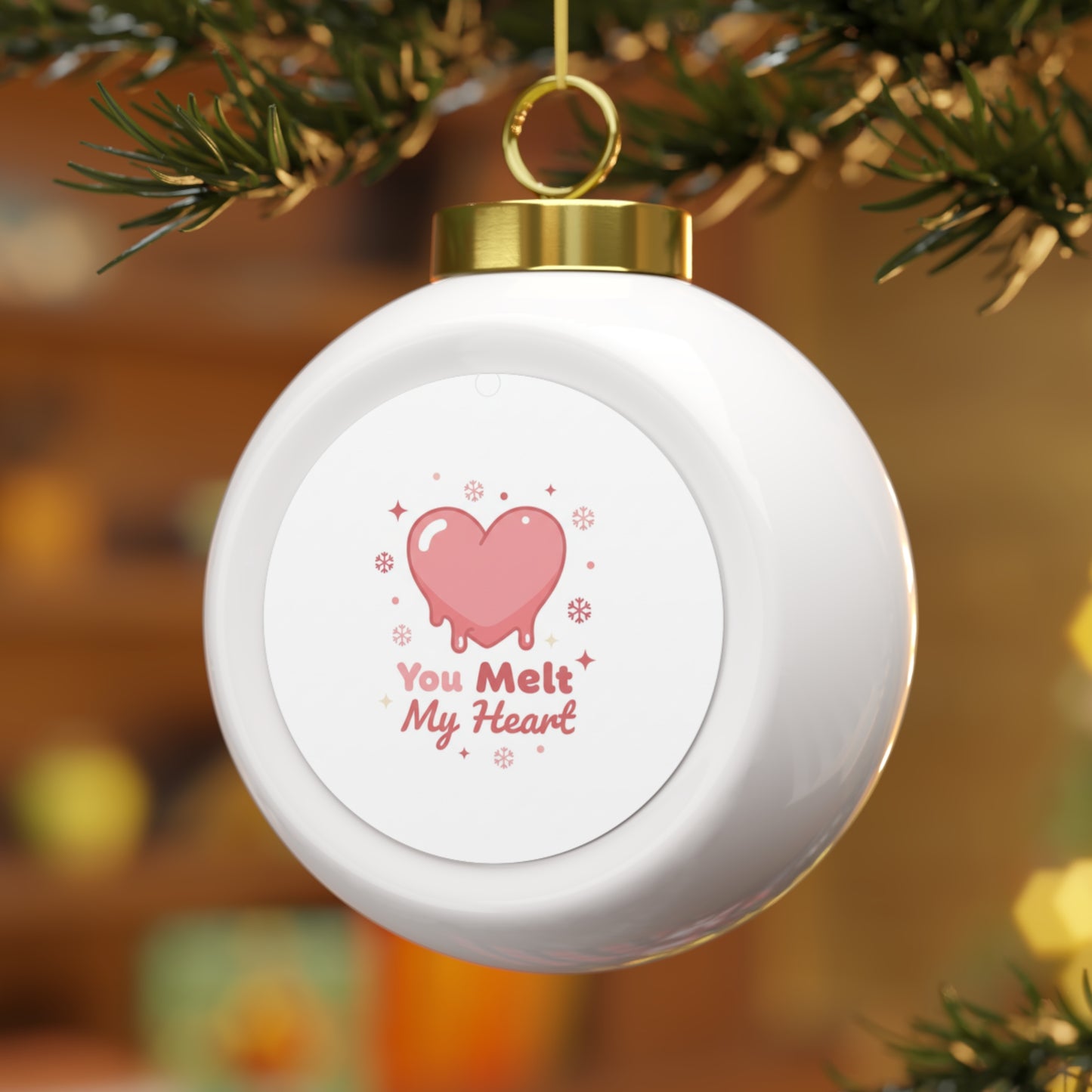 Christmas Ball Ornament You Melt My Heart Ceramic Holiday Keepsake