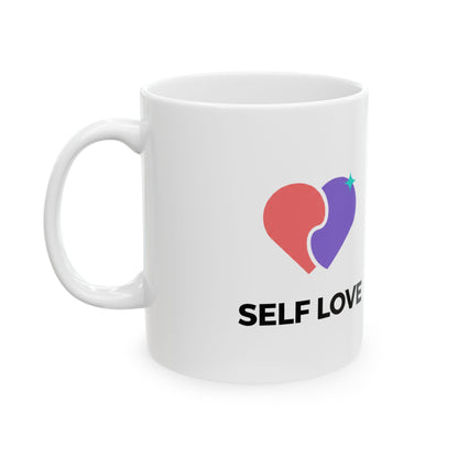 Minimal Love Line Art | 11oz Ceramic Coffee Mug for Daily Sips | Valentine & Galentine Gift for Friends | Modern Minimalist
