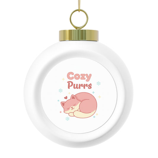Christmas Ball Ornament - Cozy Purrs Cat Design
