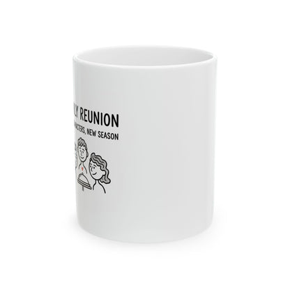 Family Reunion Lantern Table Scene | 11oz Ceramic Coffee Mug for Home & Living | Family Gift, Friend Gift | Chicken Scratch Irony Doodle