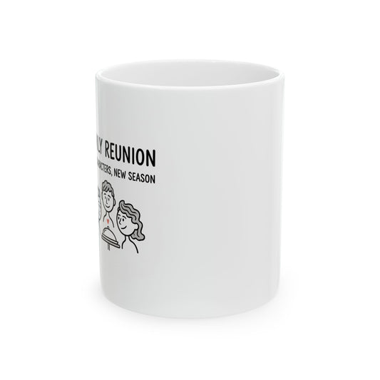 Family Reunion Lantern Table Scene | 11oz Ceramic Coffee Mug for Home & Living | Family Gift, Friend Gift | Chicken Scratch Irony Doodle