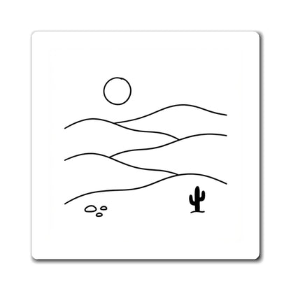 Desert Hills Doodle | Boho Sublimation Magnet Set | Family Fridge Gift + Collector Item | Chicken Scratch Irony