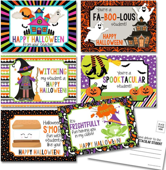 Happy Halloween Themed Blank Postcards for Teachers to Send to Students, 4"X6" Fill in Notecards (6 Different Designs) by Amandacreation (30)