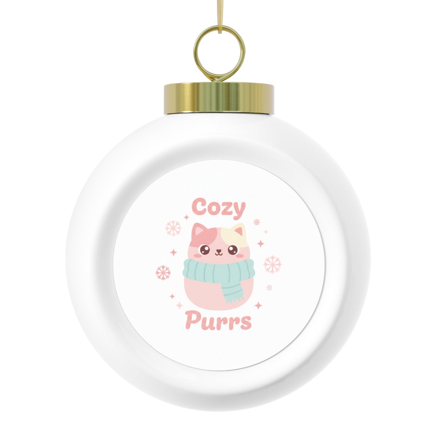 Christmas Ball Ornament – Cozy Purrs Cat Design