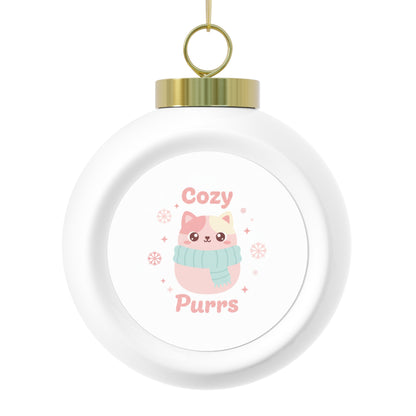 Christmas Ball Ornament – Cozy Purrs Cat Design