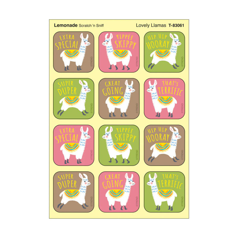 Lovely Llamas, Lemonade Scent Scratch 'n Sniff Stinky Stickers®, Pack of 48