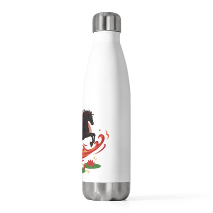 Fire Horse Cantering Lotus Pond | 20oz Insulated Stainless Tumbler Bottle | Lunar New Year 2026 Gift | Paper Cut Art
