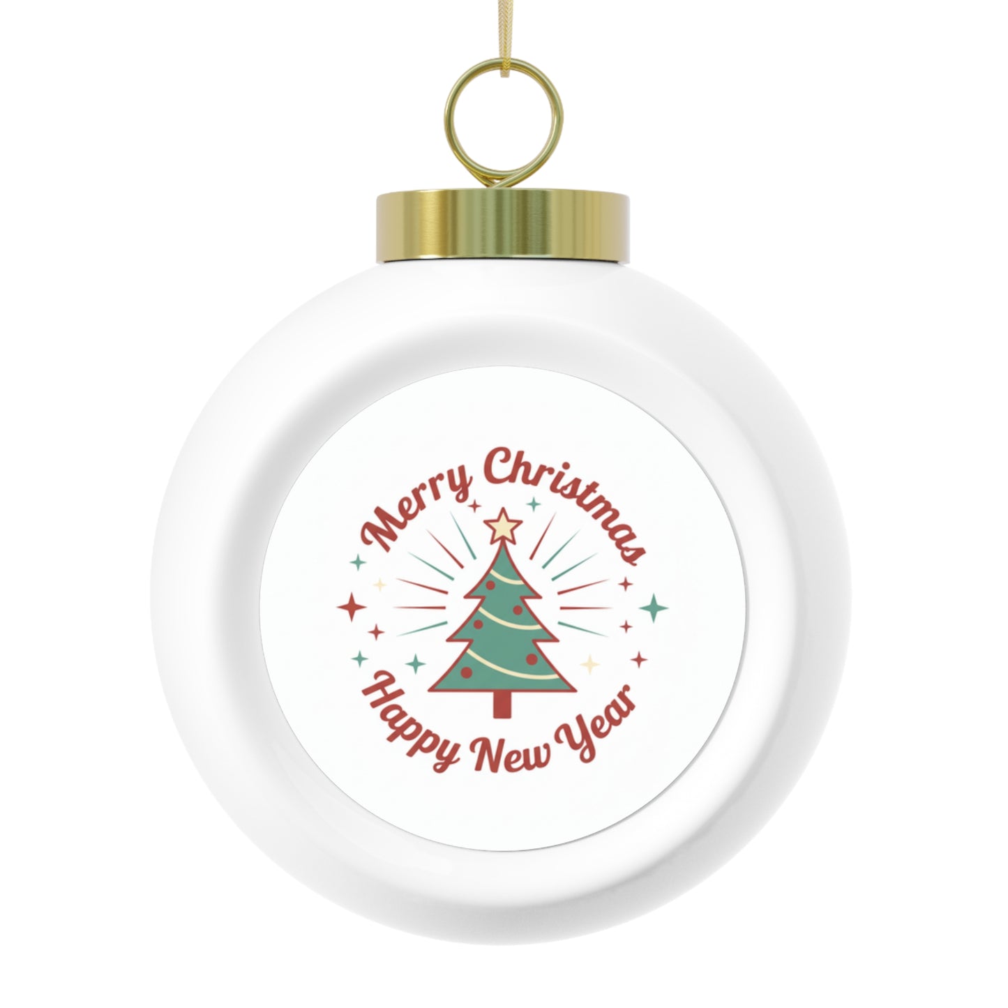 Ceramic Christmas Ball Ornament - Merry Christmas Vintage Glossy