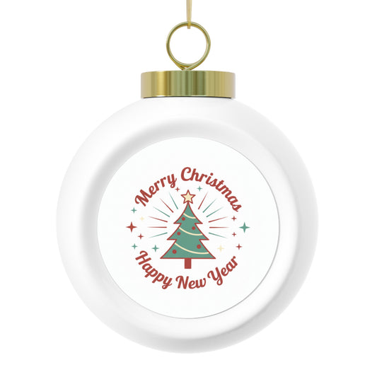 Ceramic Christmas Ball Ornament - Merry Christmas Vintage Glossy