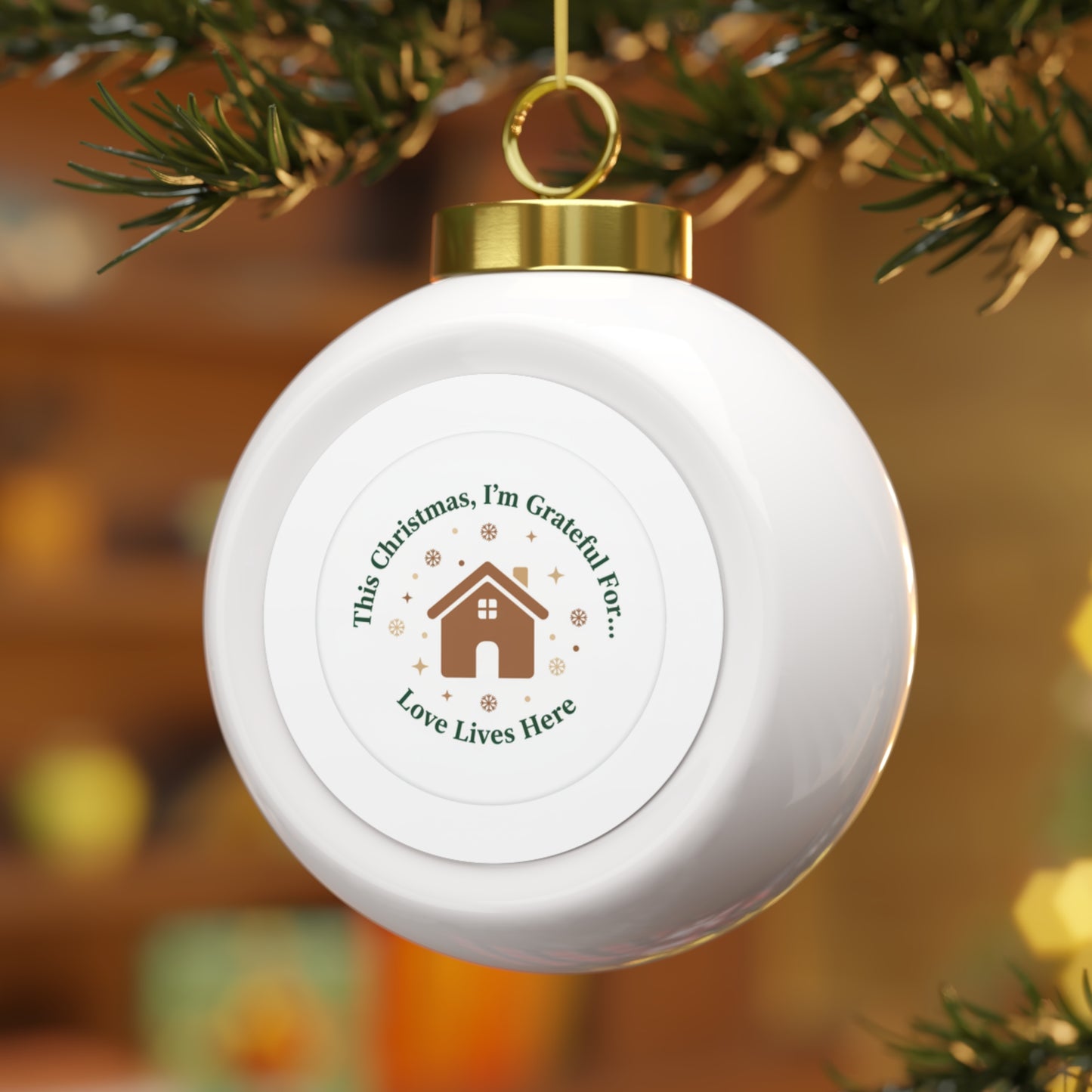 Ceramic Christmas Ball Ornament - Love Lives Here
