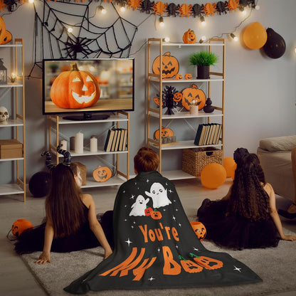 Halloween Throw Blanket for Women Men Spooky Basket Stuffers Blanket for Boyfriend Girlfriend Couple Fall Decorations Throw Blanket for Wife Husband Christmas Valentine Bedding Gifts for Her 60"X 50"