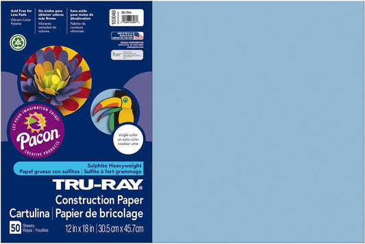 ® Construction Paper, 50% Recycled, 12" X 18", Sky Blue, Pack of 50