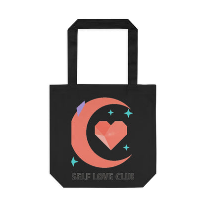Crescent Moon Heart Gradient | Cotton Tote Bag for Everyday + Campus | Valentine & Galentine Gift | Celestial Y2K Aesthetic