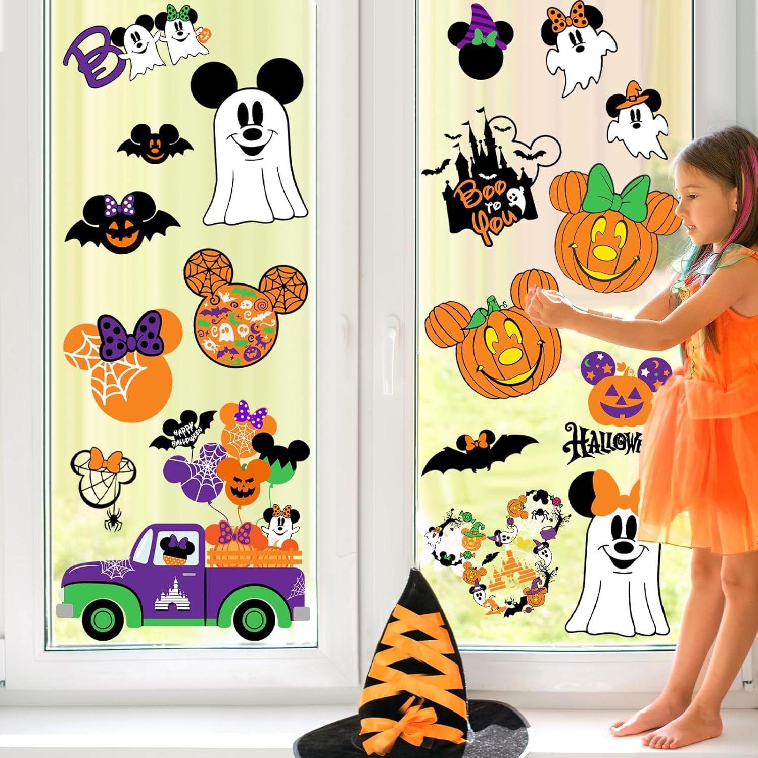 4Th of July Window Clings, 9Sheets Mouse American Flag Window Cling Patriotic Window Decorations for Memorial Day Window Decorations Independence Day Window Stickers Supplies