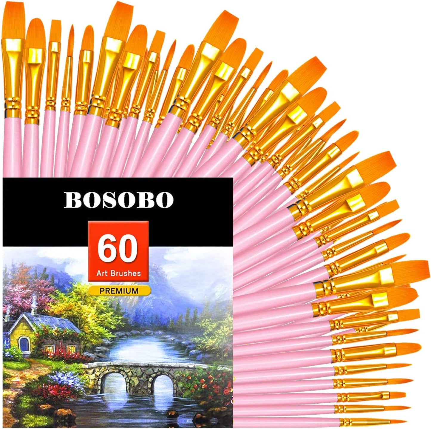 Paint Brushes Set, 2 Pack 20 Pcs Round-Pointed Tip Paintbrushes Nylon Hair Artist Acrylic Paint Brushes for Acrylic Oil Watercolor, Face Nail Art, Miniature Detailing & Rock Painting, Blue