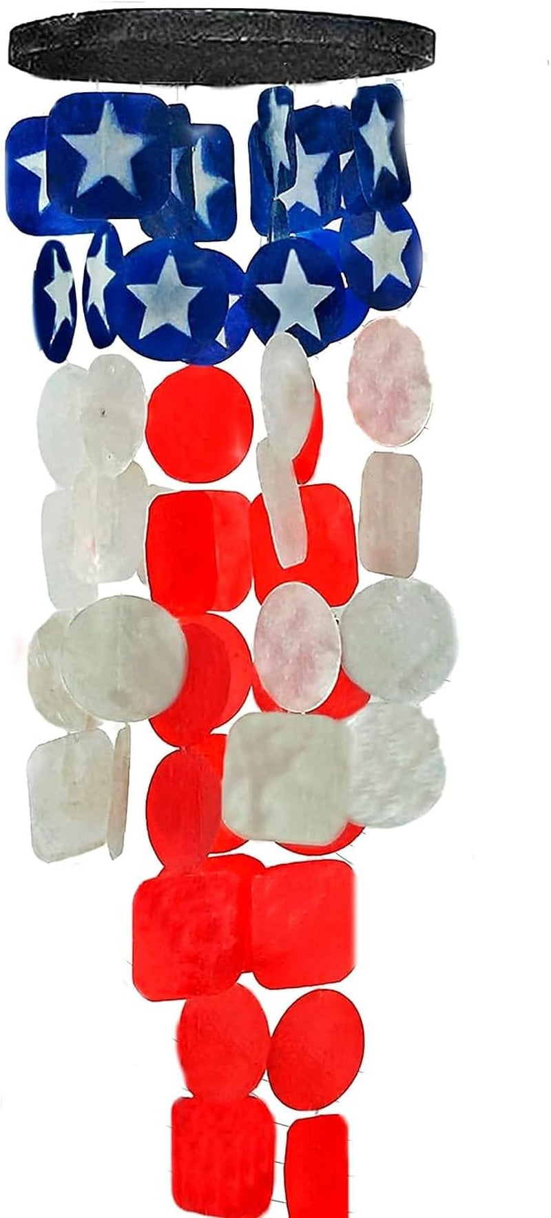 24834 Outdoor Wind Chimes, American Flag Patriotic Stars Stripes Blue Red White USA Windchimes Memorial Sympathy Gift Bereavement 4 July outside Home Decor Garden Patio Yard Seashell 27Inch