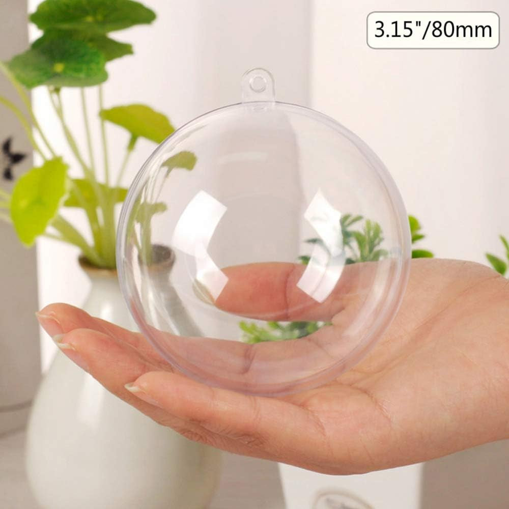 20 Pack Clear Plastic Fillable Ornament Ball 3.15''/80Mm for Christmas,Holiday, Wedding,Party,Home Decor