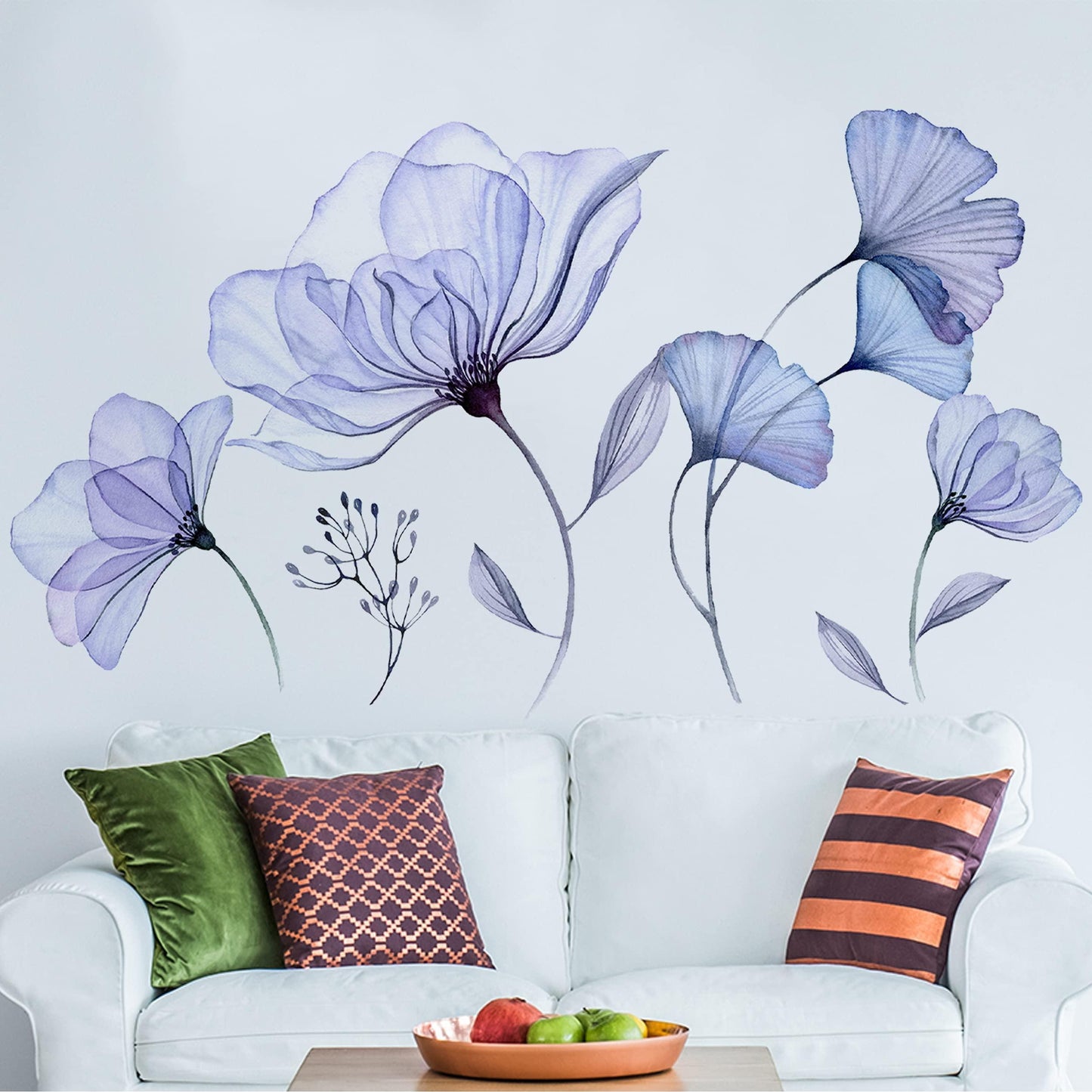 Flower Wall Decals Peel and Stick   Floral Vinyl Sticker Mural   Wall Flower