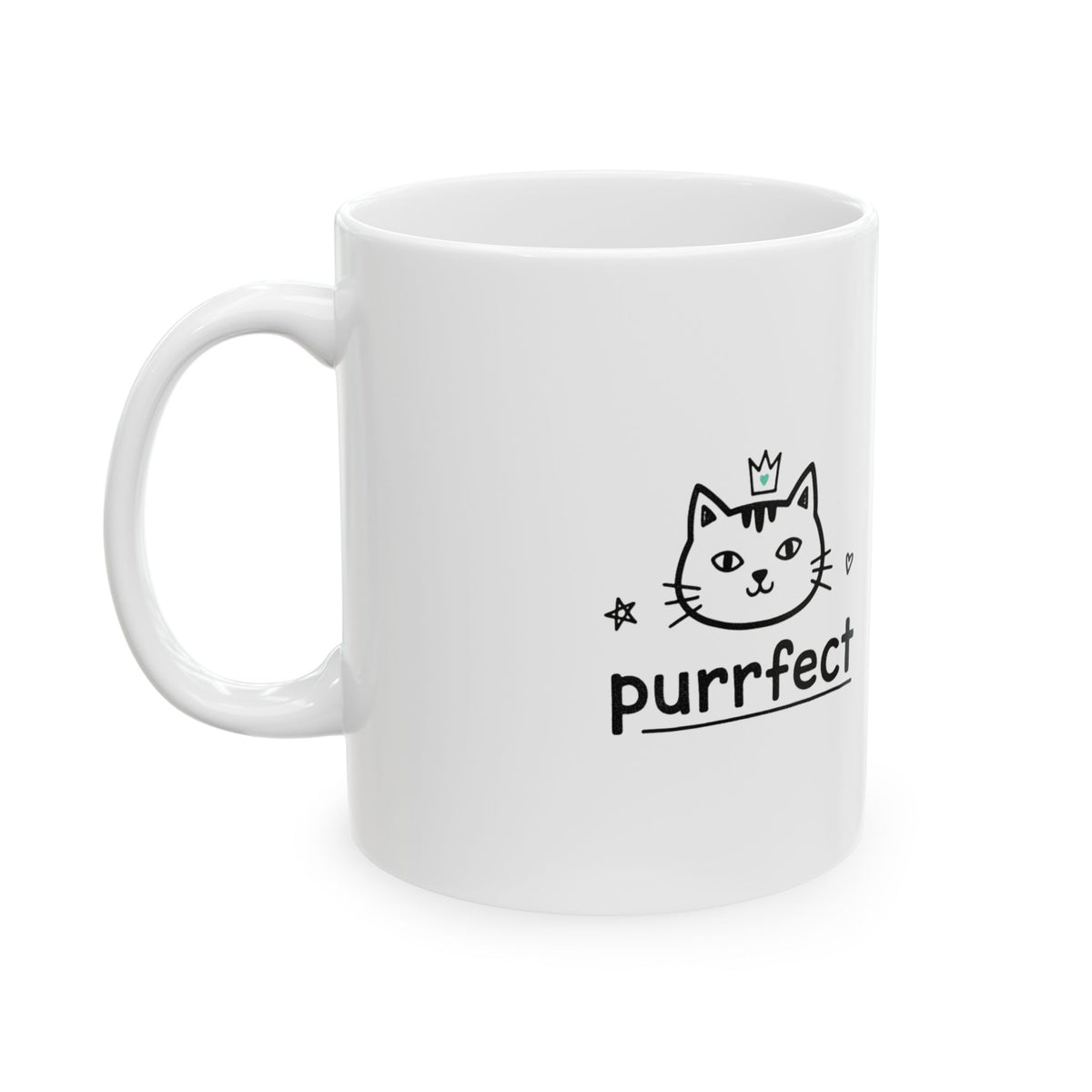 You're Purr-fect Kitten + Heart Yarn | 11oz Ceramic Coffee Mug, Pastel Cat Lover | Family & Friend Gift | Chicken Scratch Irony