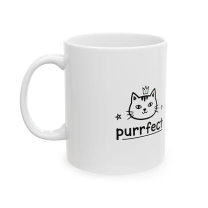 You're Purr-fect Kitten + Heart Yarn | 11oz Ceramic Coffee Mug, Pastel Cat Lover | Family & Friend Gift | Chicken Scratch Irony