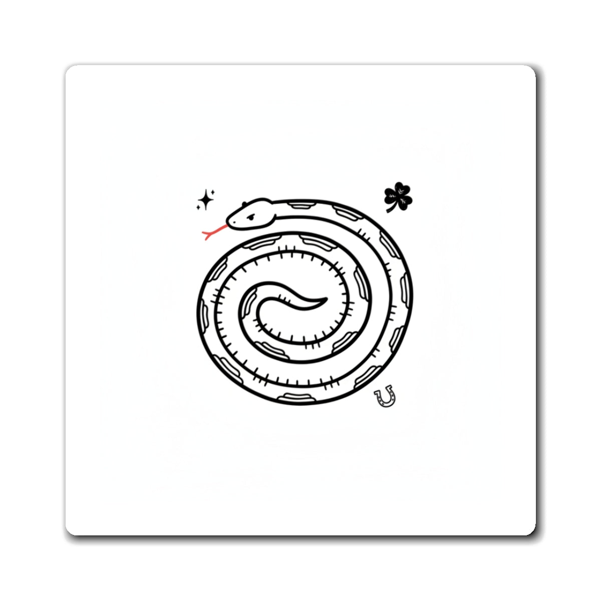 Lucky Snake Coil | Gold & Red Fridge Magnet Set | Lunar New Year & Valentine Gift for Family | Chicken Scratch Irony Doodle