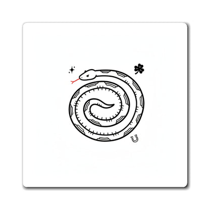 Lucky Snake Coil | Gold & Red Fridge Magnet Set | Lunar New Year & Valentine Gift for Family | Chicken Scratch Irony Doodle
