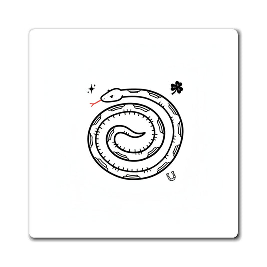 Lucky Snake Coil | Gold & Red Fridge Magnet Set | Lunar New Year & Valentine Gift for Family | Chicken Scratch Irony Doodle