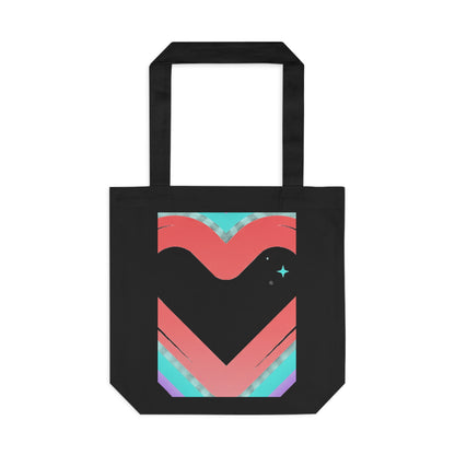 Neon Heart Glow | Cotton Tote Bag for Everyday + Campus | Valentine & Galentine Gift for Her, Friends | Y2K Aesthetic