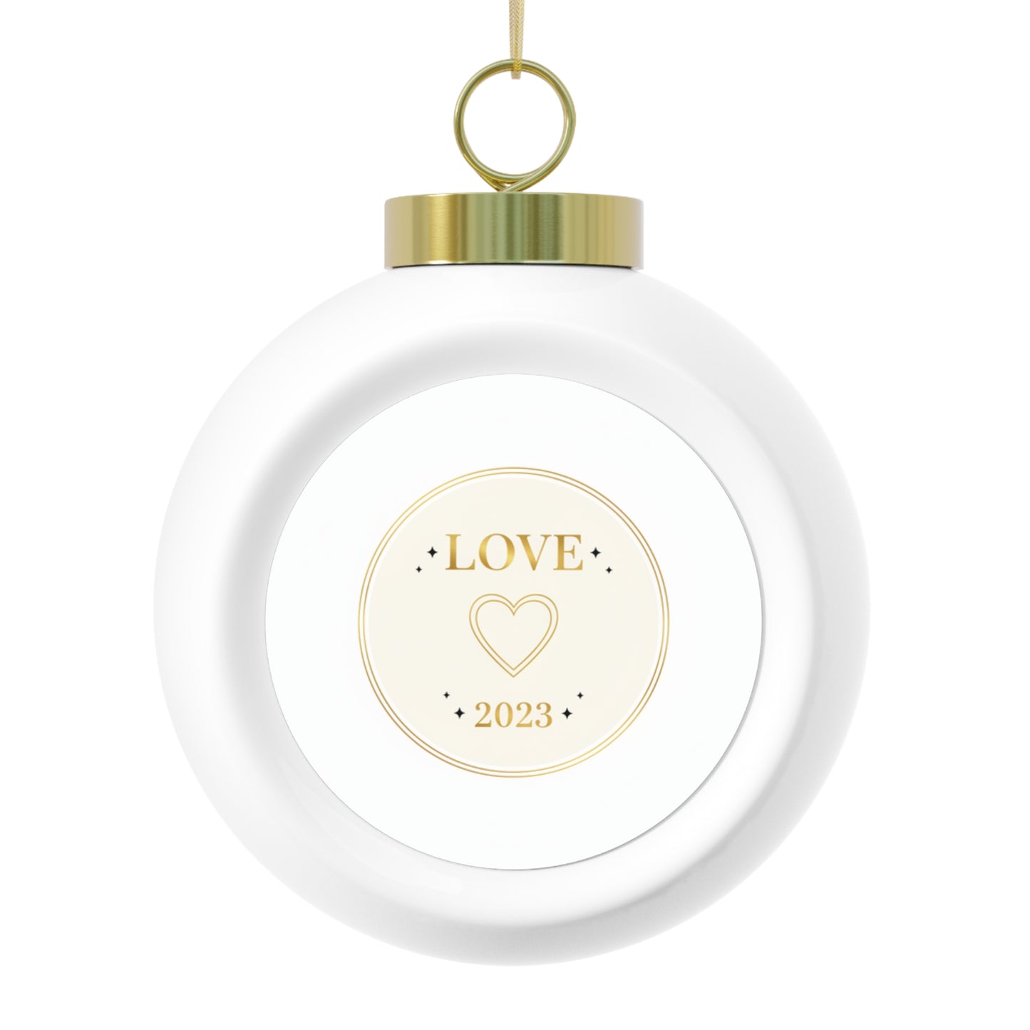 Christmas Ball Ornament - Love Script on Glossy Ceramic