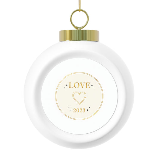 Christmas Ball Ornament - Love Script on Glossy Ceramic